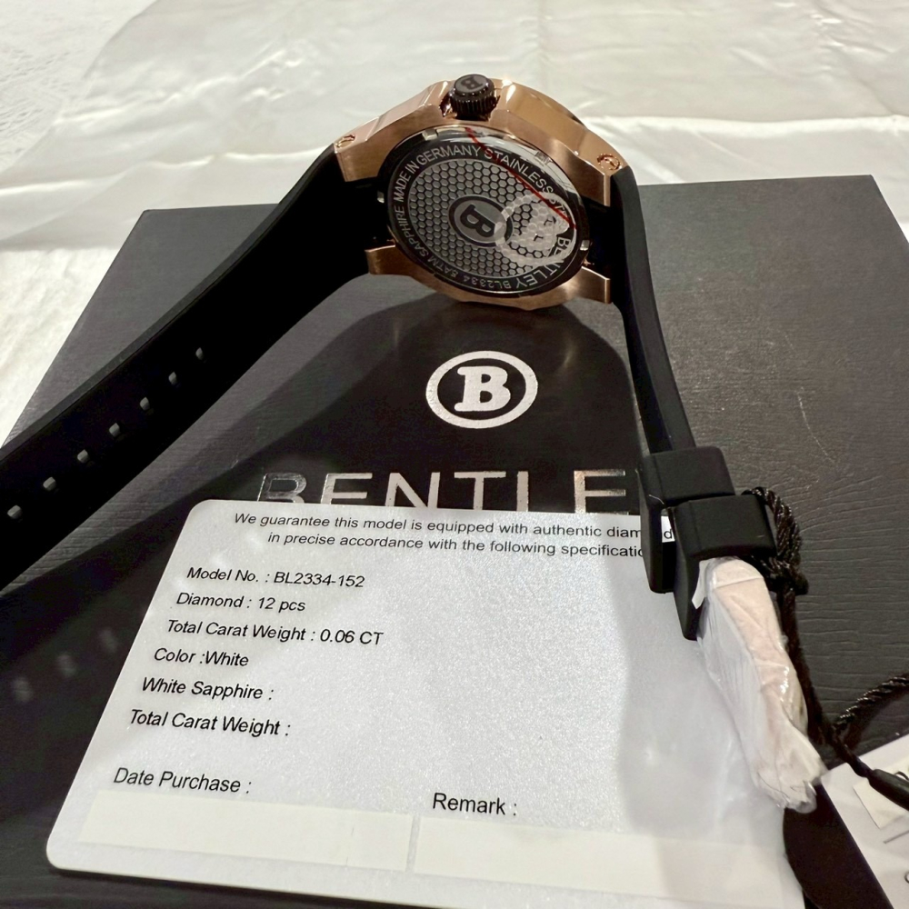 【賓利｜全新】現貨 BENTLEY 手錶 機械錶 男錶 真鑽 卡夢圈 專櫃保固 橡膠錶｜Little Bee 小蜜蜂精品-細節圖4
