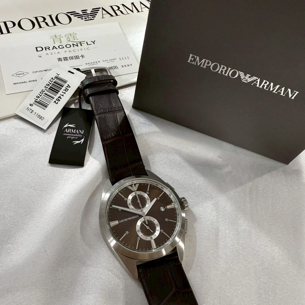 【亞曼尼｜全新】現貨 EMPORIO ARMANI 石英錶 男錶 手錶 專櫃保固 皮錶｜Little Bee 小蜜蜂精品-細節圖2