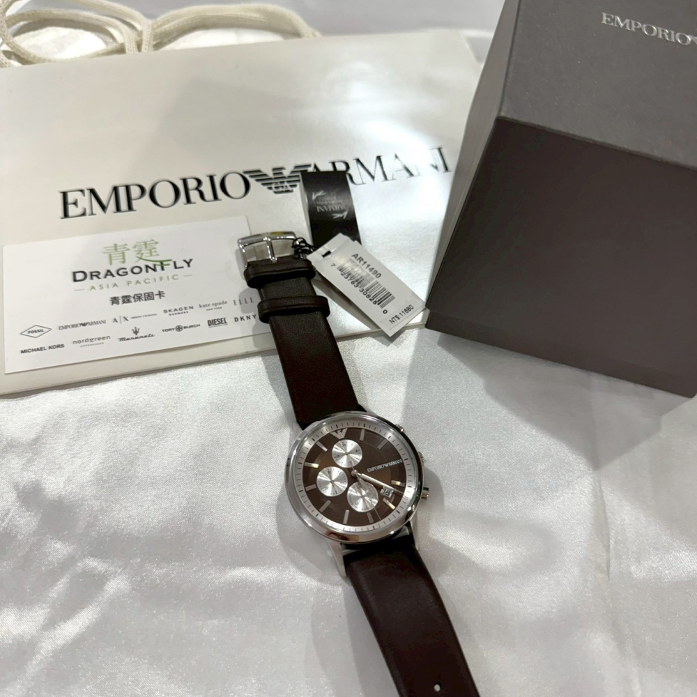 【亞曼尼｜全新】現貨 EMPORIO ARMANI 石英錶 男錶 手錶 專櫃保固 皮錶｜Little Bee 小蜜蜂精品-細節圖2
