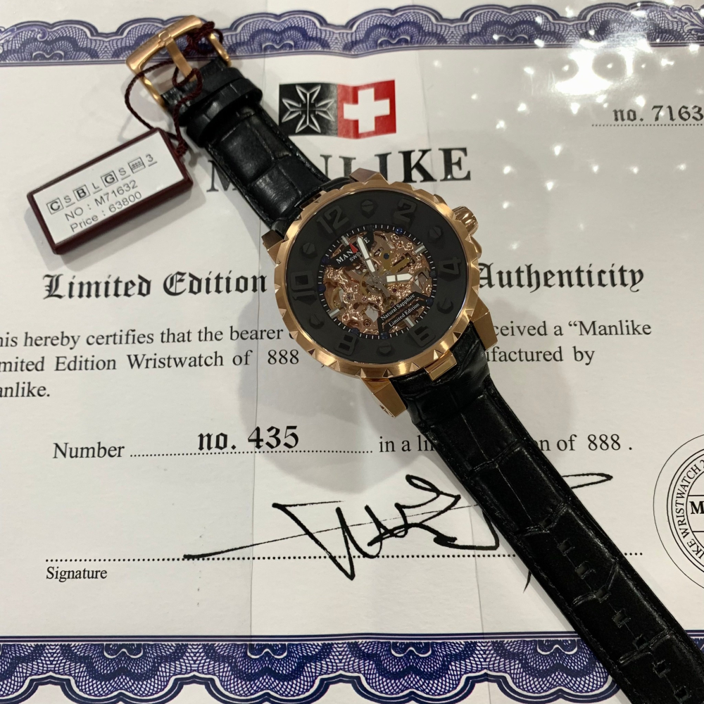 【曼莉萊克｜全新】現貨 MANLIKE 手錶 機械錶 限量888支 M71632 皮錶｜Little Bee 小蜜蜂精品-細節圖2