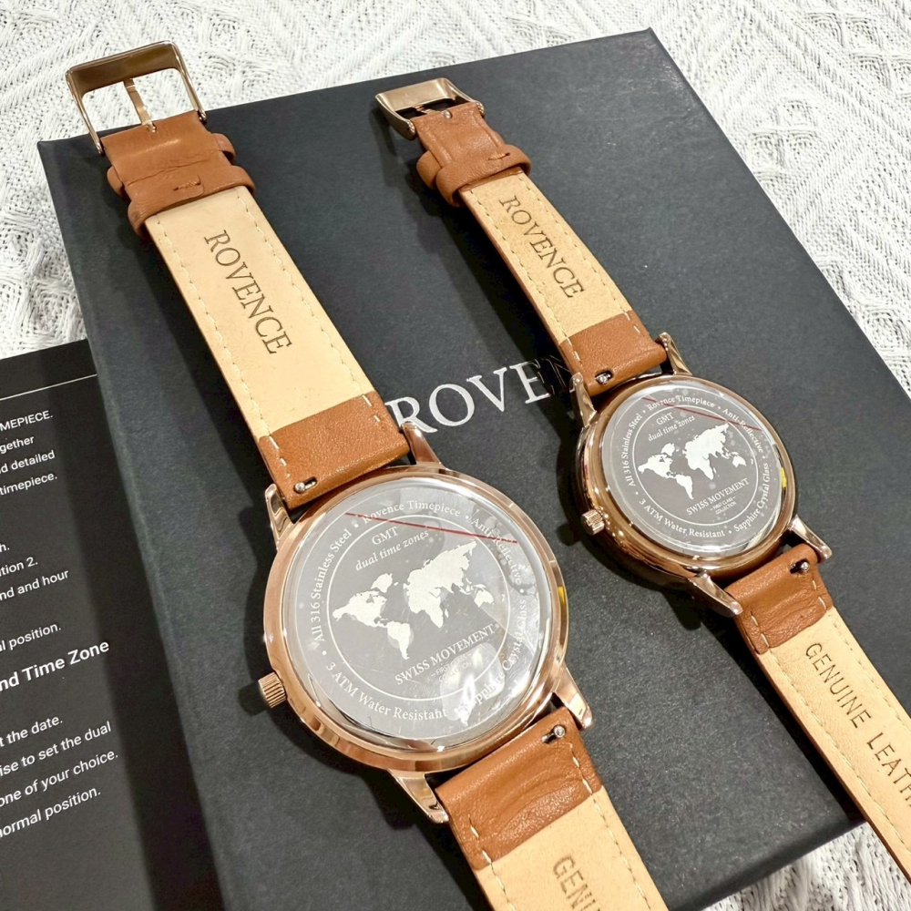 【羅旺斯｜特價品便宜賣】現貨 ROVENCE手錶 石英錶 瑞士機芯 情侶錶 GMT功能｜Little Bee 小蜜蜂精品-細節圖2