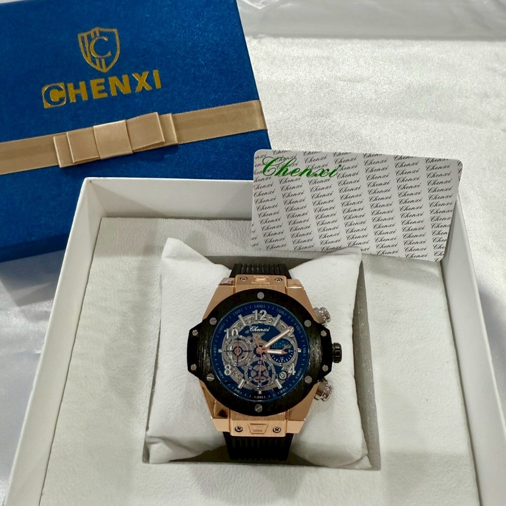 【晨曦｜全新】現貨 CHENXI 石英錶 男錶 2色可選 大爆炸 手錶 真三眼 橡膠錶｜Little Bee 小蜜蜂精品-規格圖2