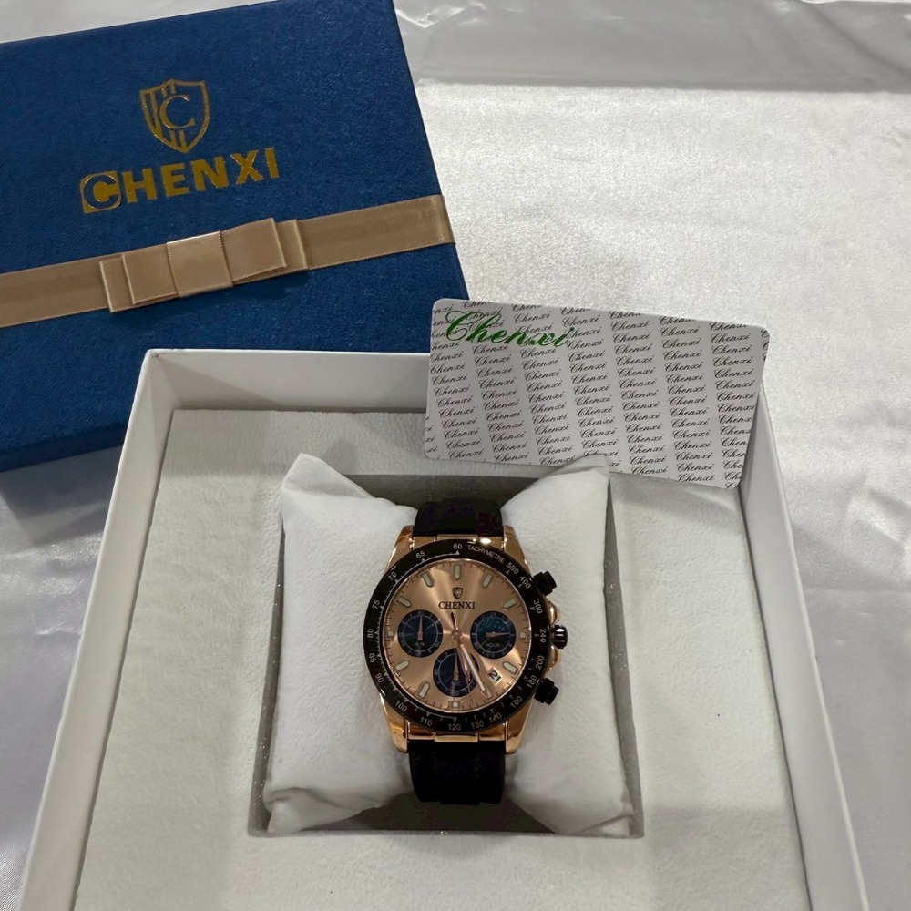 【晨曦｜全新】現貨 CHENXI 手錶 石英錶 男錶 2色可選 迪通拿款 三眼 橡膠錶｜Little Bee 小蜜蜂精品-規格圖2