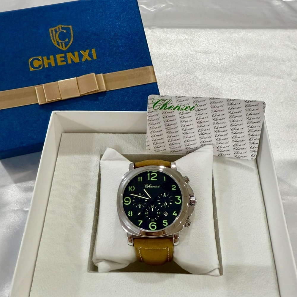 【晨曦｜全新】現貨 CHENXI 石英錶 男錶 2色可選 沛納款 手錶 真三眼 皮錶｜Little Bee 小蜜蜂精品-規格圖2