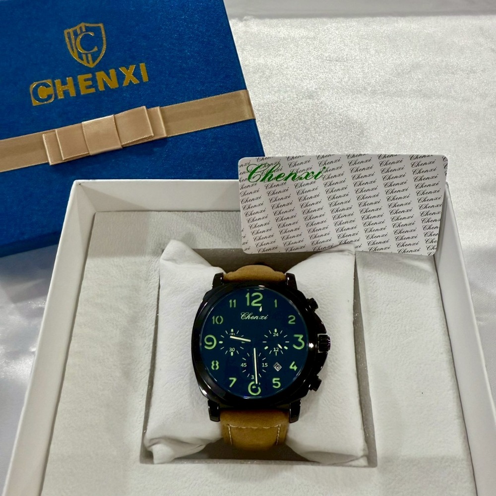 【晨曦｜全新】現貨 CHENXI 石英錶 男錶 2色可選 沛納款 手錶 真三眼 皮錶｜Little Bee 小蜜蜂精品-規格圖2