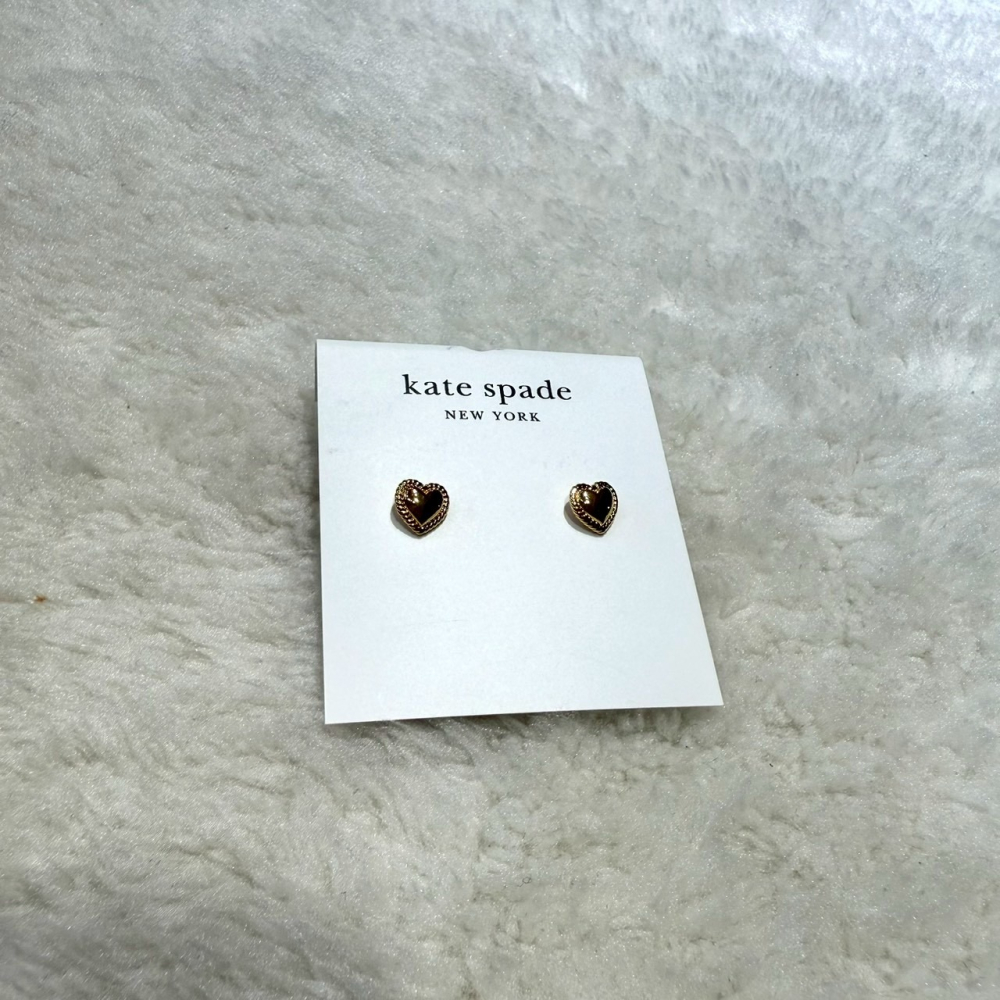 【KS｜全新】現貨 KATE SPADE 耳針 愛心 造型 LOGO 耳環 耳釘｜Little Bee 小蜜蜂精品-細節圖2
