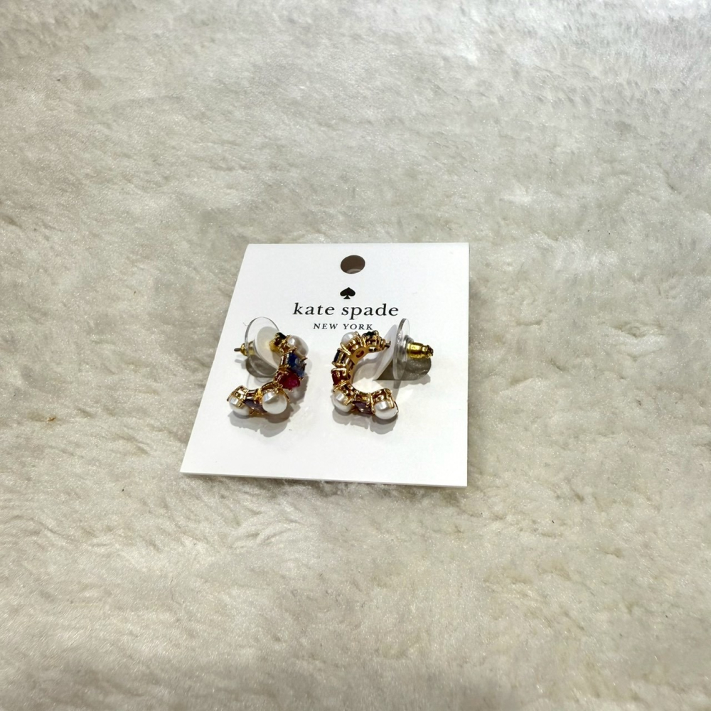 【KS｜全新】現貨 KATE SPADE 耳針 寶石 珍珠 造型 LOGO 耳環 耳釘｜Little Bee 小蜜蜂精品-細節圖2
