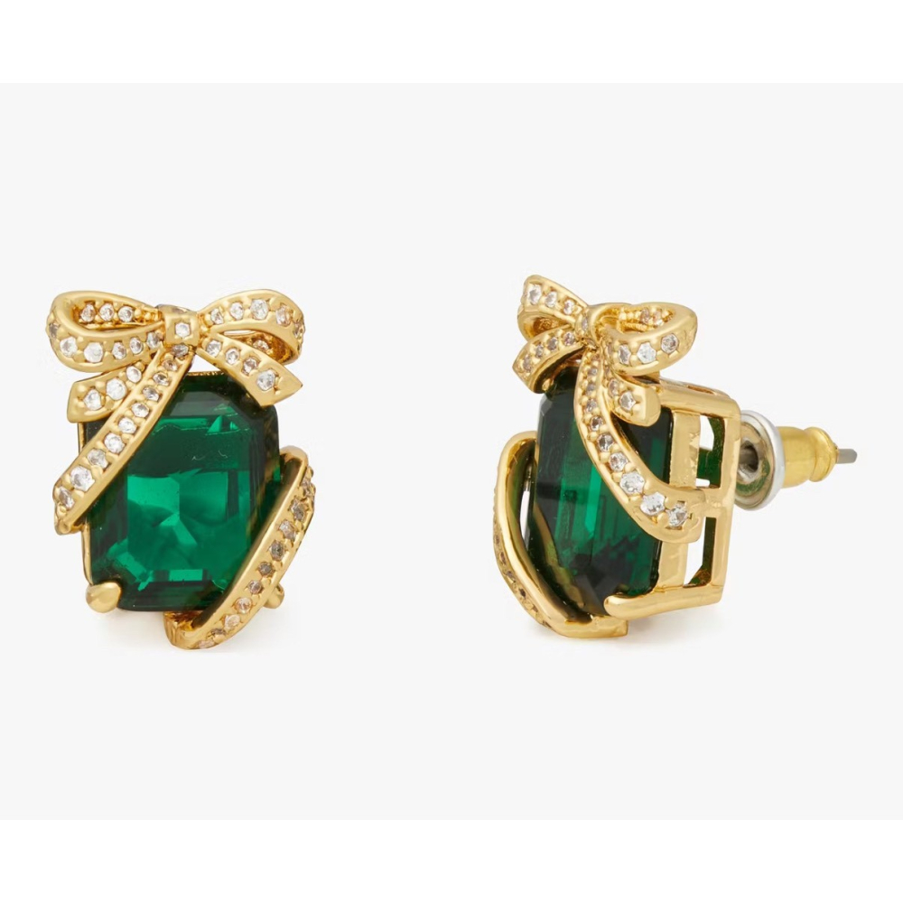 【KS｜全新】現貨 KATE SPADE 耳針 蝴蝶結寶石 造型 LOGO 耳環 耳釘｜Little Bee 小蜜蜂精品-細節圖3