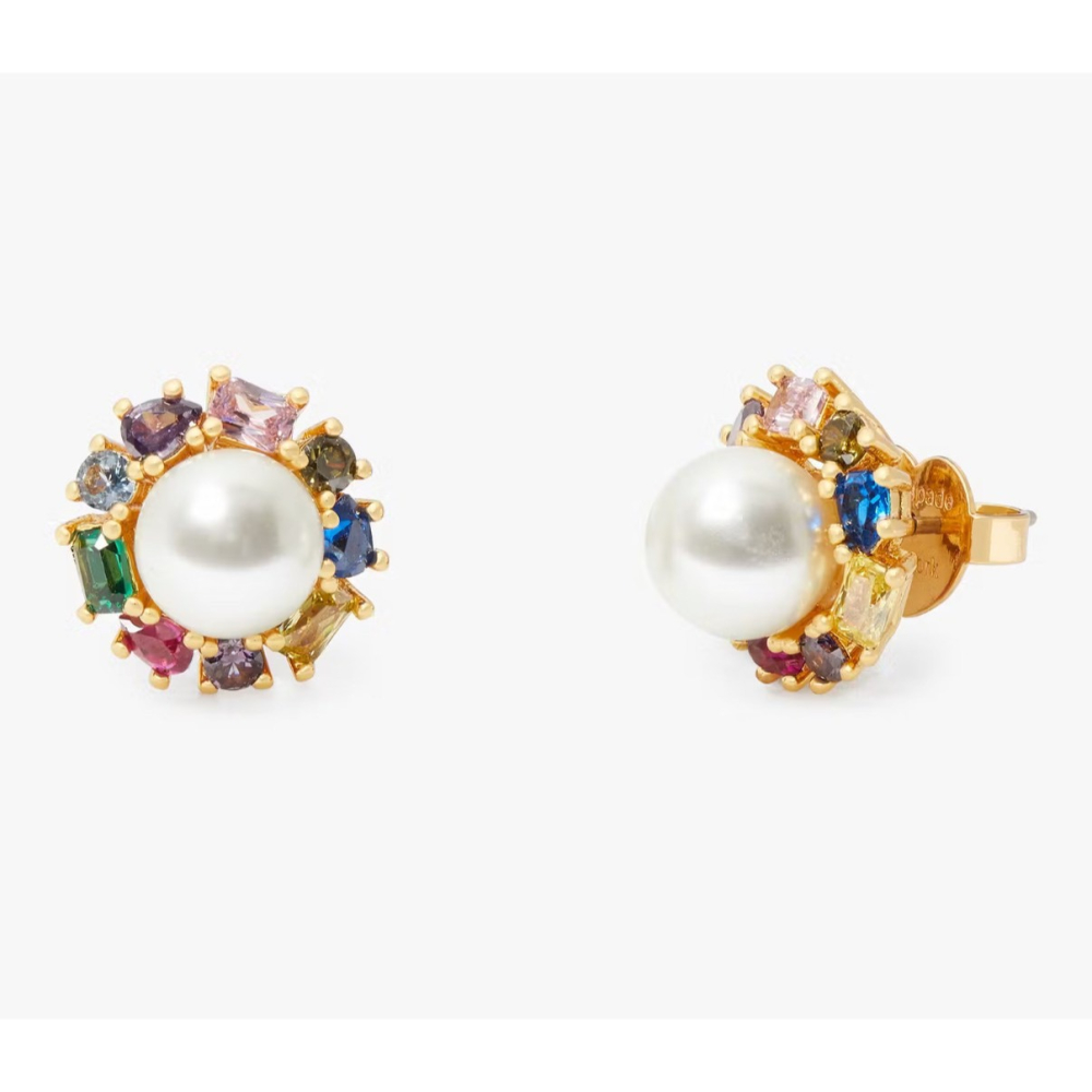 【KS｜全新】現貨 KATE SPADE 耳針 珍珠 寶石 造型 LOGO 耳環 耳釘｜Little Bee 小蜜蜂精品-細節圖3