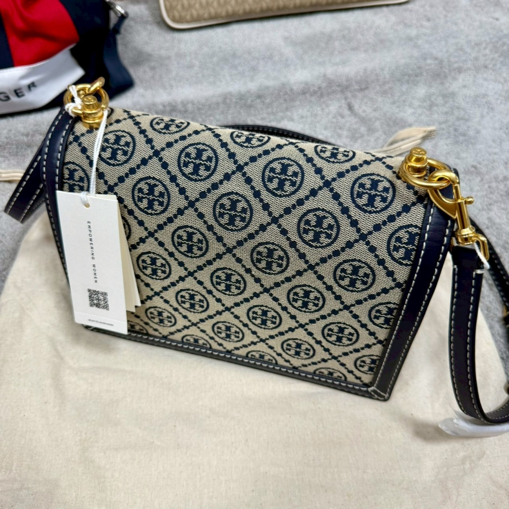 【TB｜全新】庫存先詢問 TORY BURCH 風琴包 專櫃款 滿版 緹花布 斜背包｜Little Bee 小蜜蜂精品-細節圖4