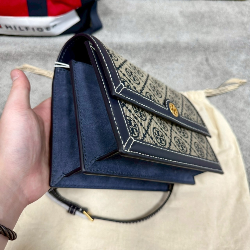 【TB｜全新】庫存先詢問 TORY BURCH 風琴包 專櫃款 滿版 緹花布 斜背包｜Little Bee 小蜜蜂精品-細節圖5