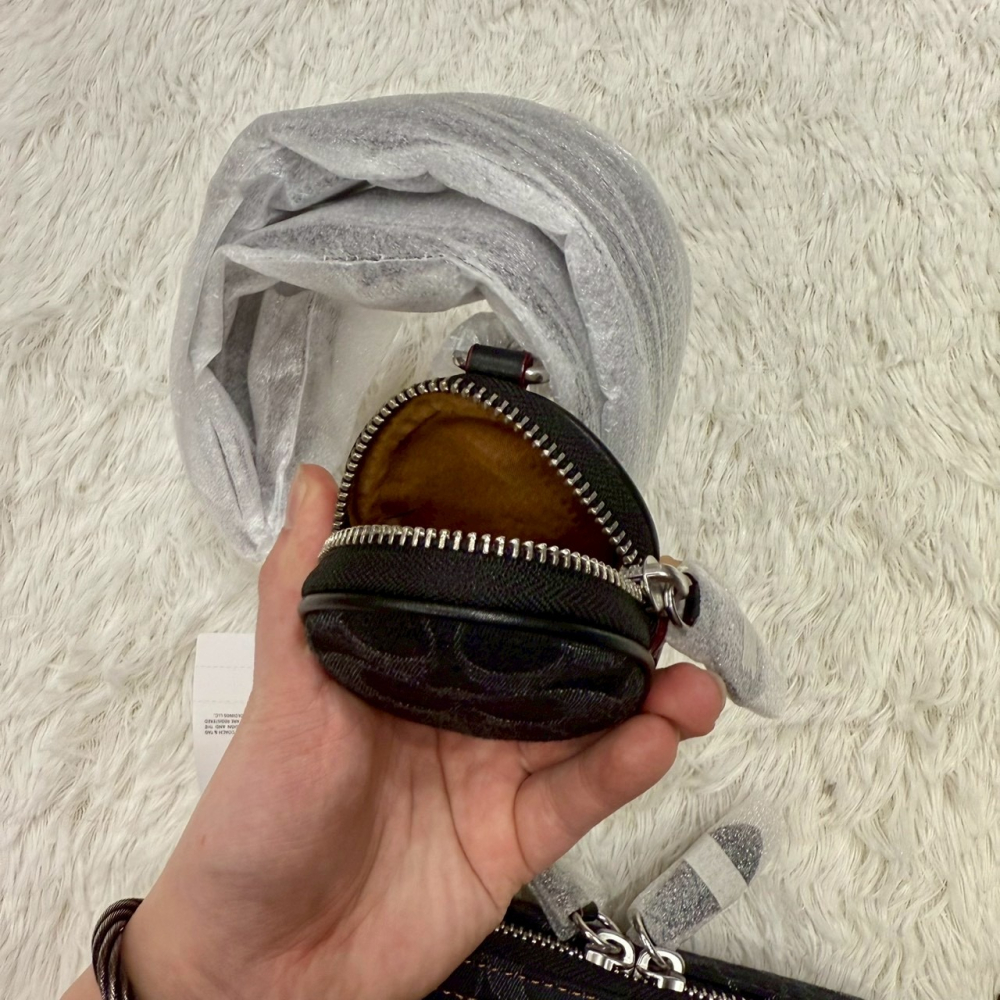 【蔻馳｜全新】現貨 COACH 斜背包 男款 二合一 滿版 緹花布 黑 小號 側背包｜Little Bee 小蜜蜂精品-細節圖3