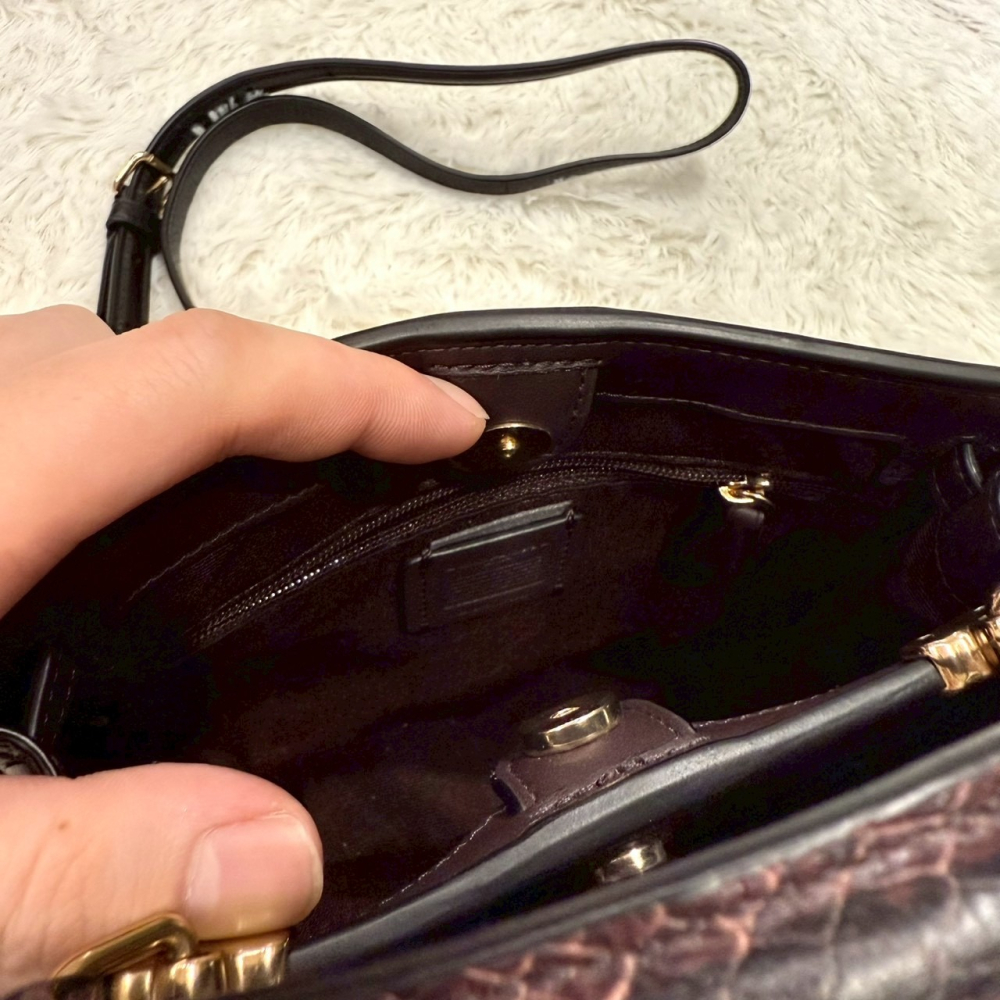 【蔻馳｜全新】現貨 COACH 包包 兩用包 金標 旋扣 荔枝紋 雙層 斜背包｜Little Bee 小蜜蜂精品-細節圖5