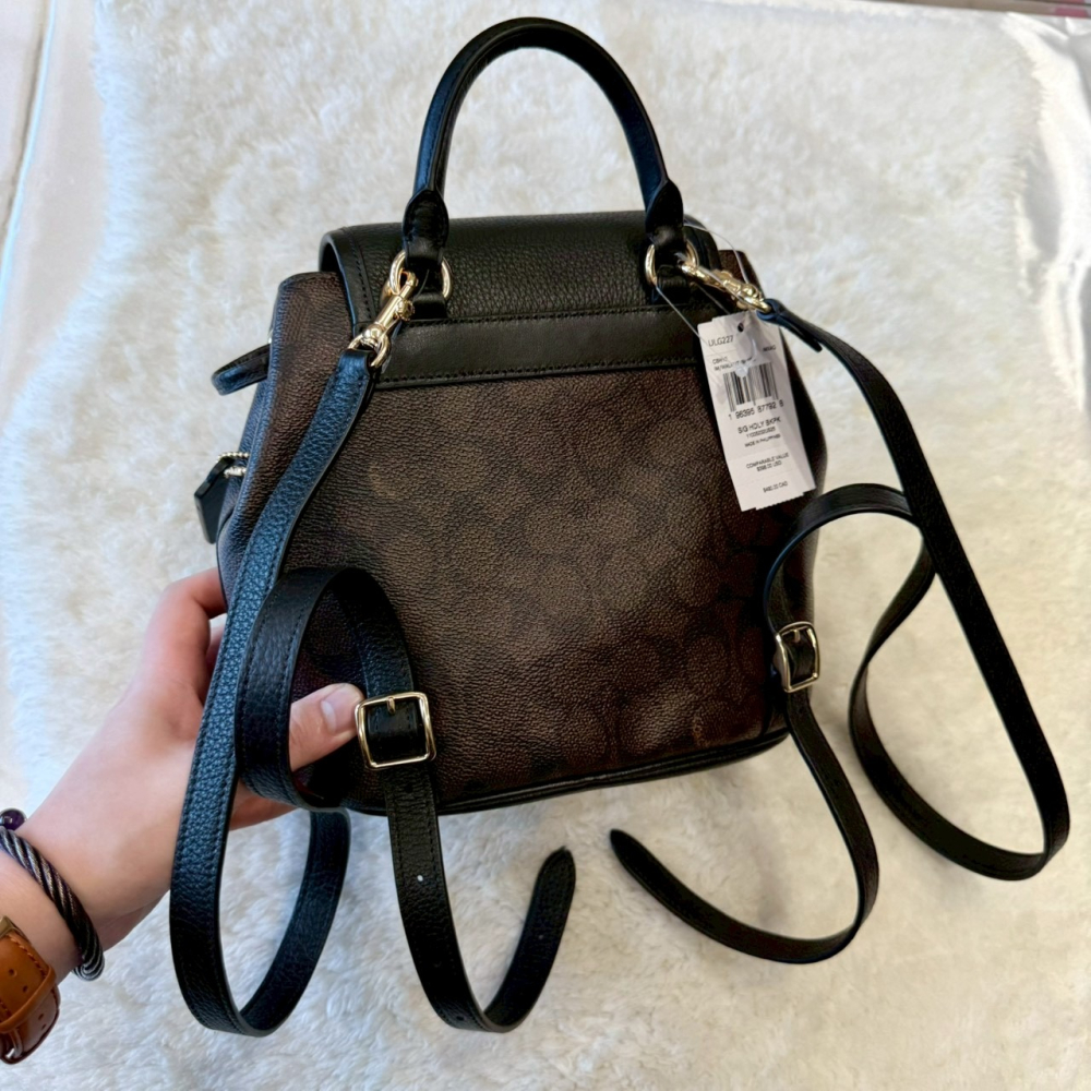 【蔻馳｜全新】現貨 COACH 包包 後背包 金標 咖色滿版 小號 雙肩包 送禮推薦｜Little Bee 小蜜蜂精品-細節圖5