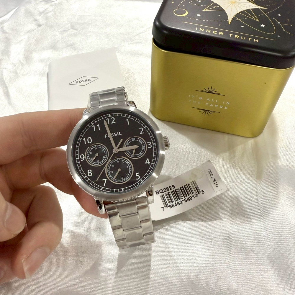 【化石｜全新】現貨 FOSSIL 石英錶 男錶 手錶 真三眼功能 專櫃保固 鋼錶｜Little Bee 小蜜蜂精品-細節圖4