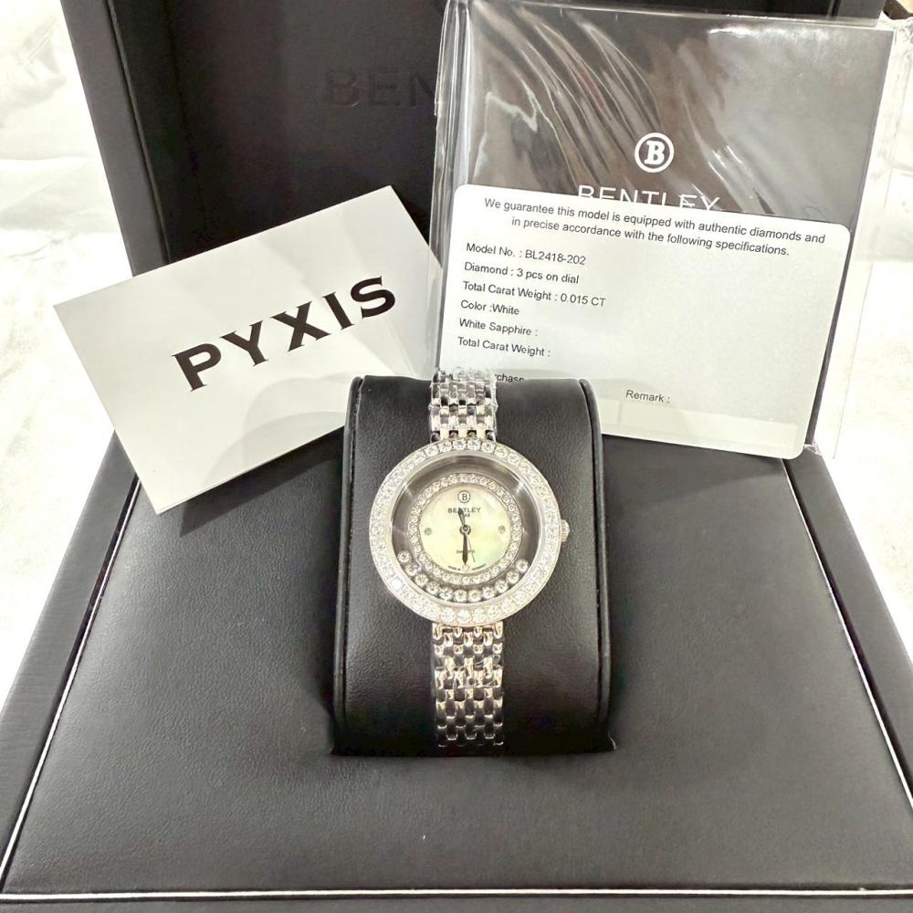 【賓利｜全新】現貨 BENTLEY 手錶 石英錶 女錶 貝殼面 真鑽 專櫃保固 鋼錶｜Little Bee 小蜜蜂精品-細節圖2