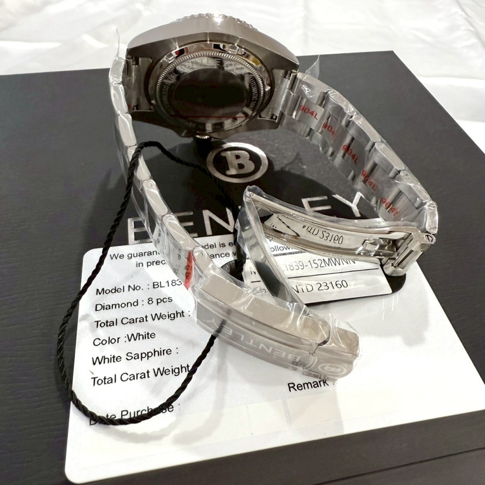 【賓利｜全新】現貨 BENTLEY 手錶 機械錶 附真鑽保卡 藍水鬼款 專櫃保固 鋼錶｜Little Bee 小蜜蜂精品-細節圖3