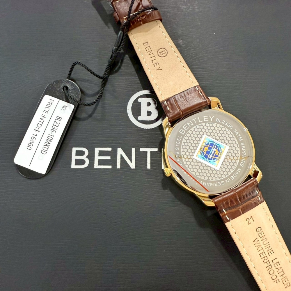 【賓利｜全新】現貨 BENTLEY 手錶 石英錶 男錶 超好看 日期款 專櫃保固 皮錶｜Little Bee 小蜜蜂精品-細節圖3