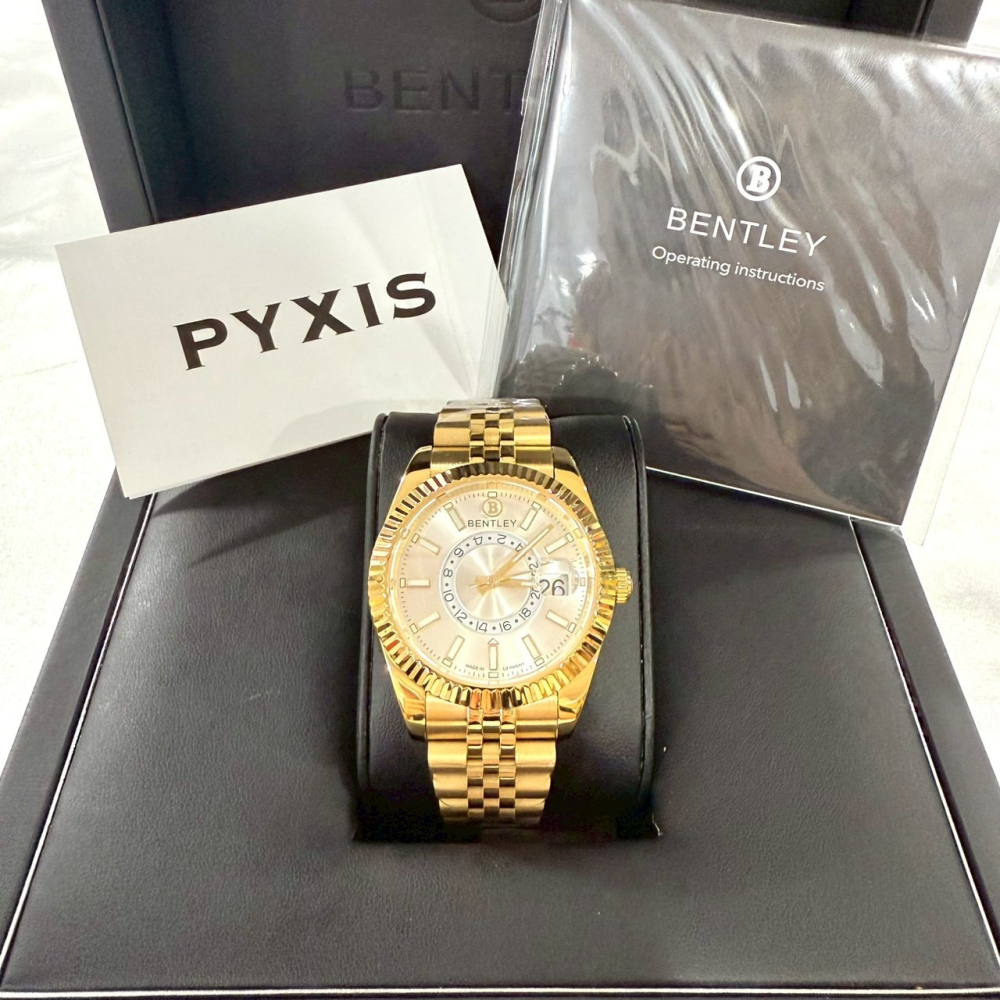 【賓利｜全新】現貨 BENTLEY 手錶 石英錶 男錶 天行者款土豪金 專櫃保固 鋼錶｜Little Bee 小蜜蜂精品-細節圖2