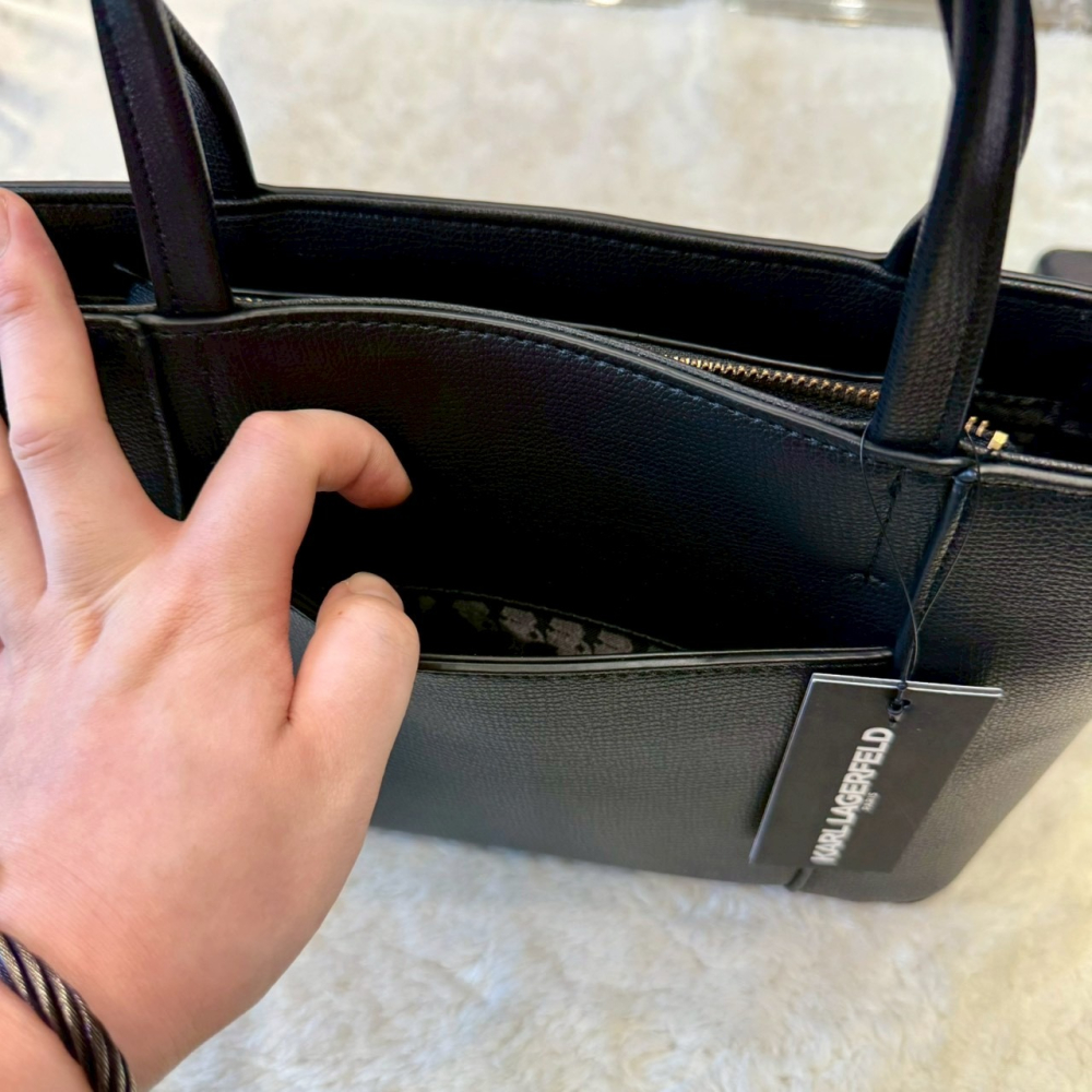 【卡爾｜全新】現貨 KARL LAGERFELD 包包 托特包 Q版人像/小貓 兩用包｜Little Bee 小蜜蜂精品-細節圖3