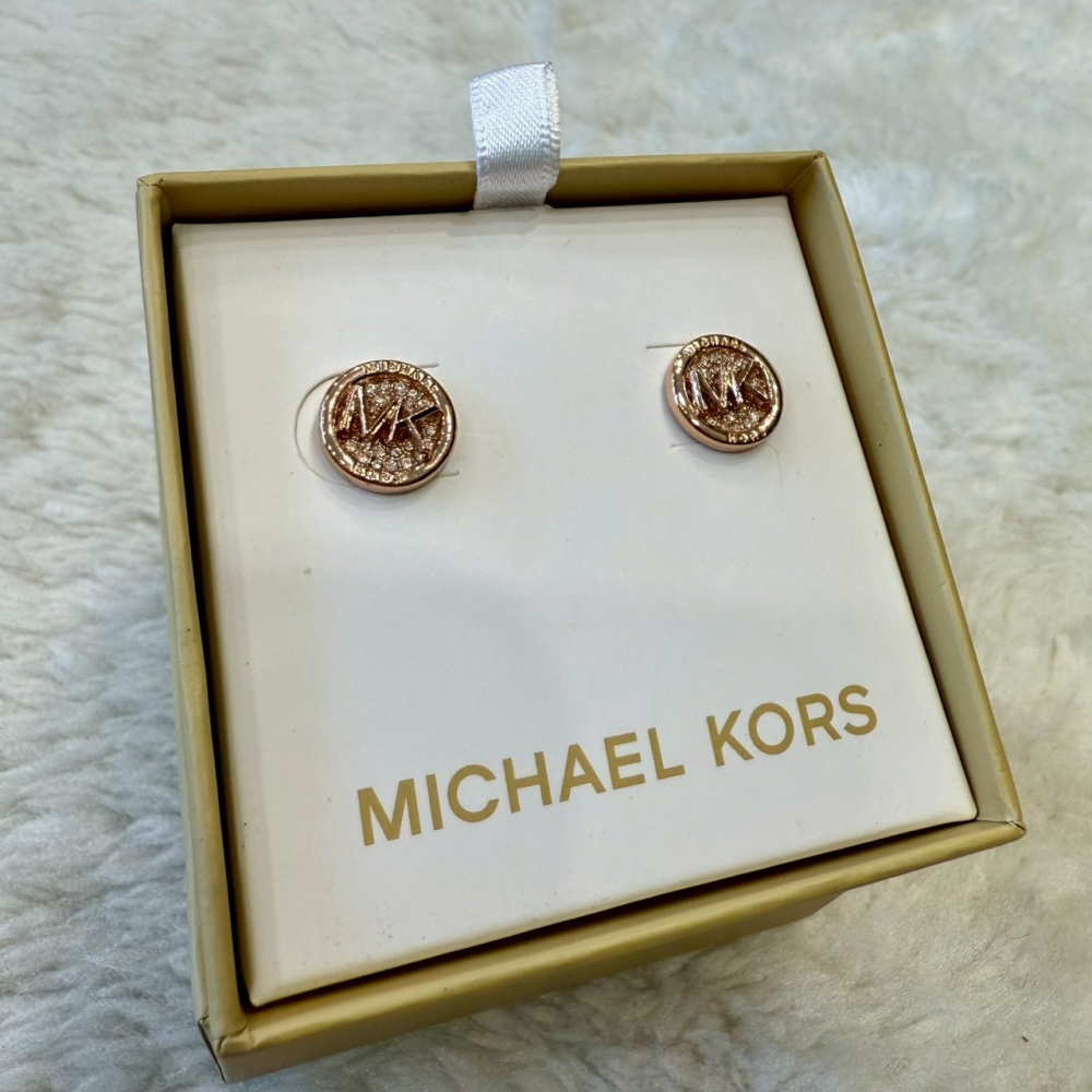 【MK｜全新】現貨 MICHAEL KORS 耳針 禮盒 LOGO 水鑽 耳環 禮盒組｜Little Bee 小蜜蜂精品-細節圖2