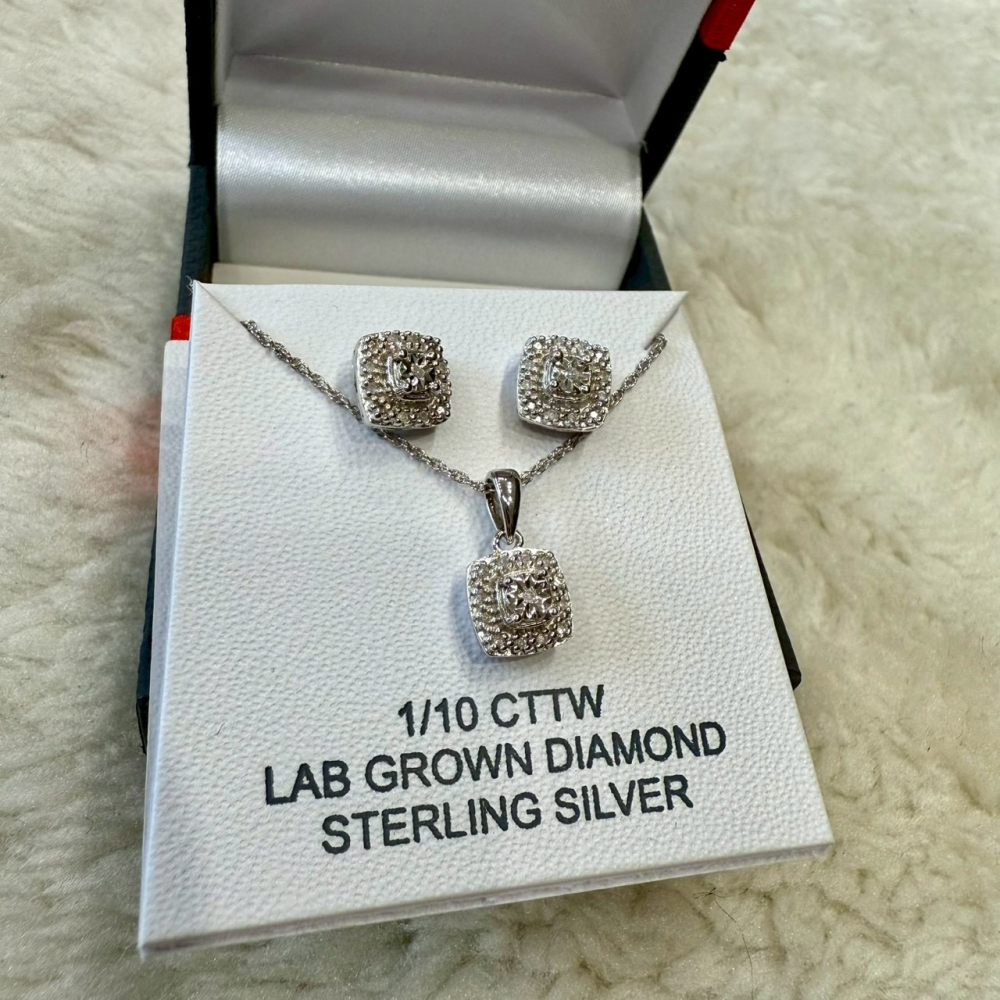 【杰西潘尼｜全新】現貨 JC PENNEY 真鑽 純銀 項鍊 耳環 耳釘 禮盒組｜Little Bee 小蜜蜂精品-細節圖2