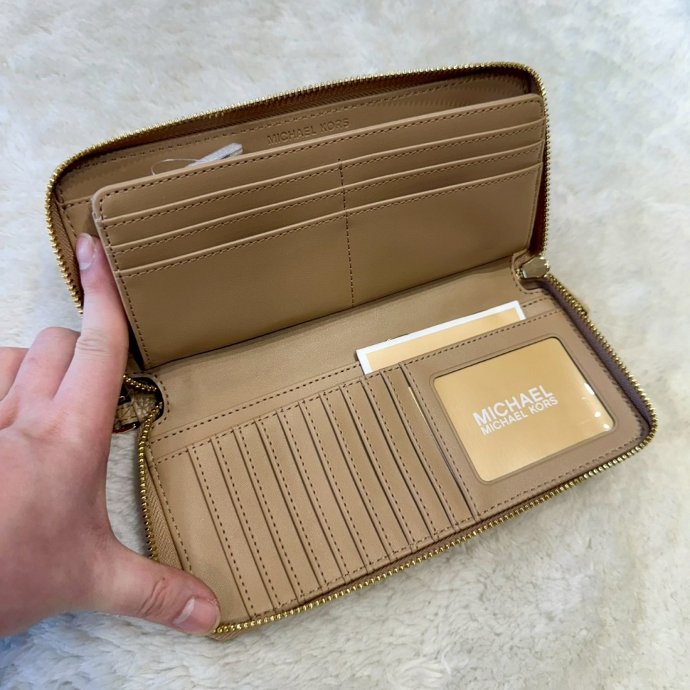 【MK｜全新】現貨 MICHAEL KORS 錢包 長夾 金標 荔枝紋 全開 拉鍊長夾｜Little Bee 小蜜蜂精品-細節圖2