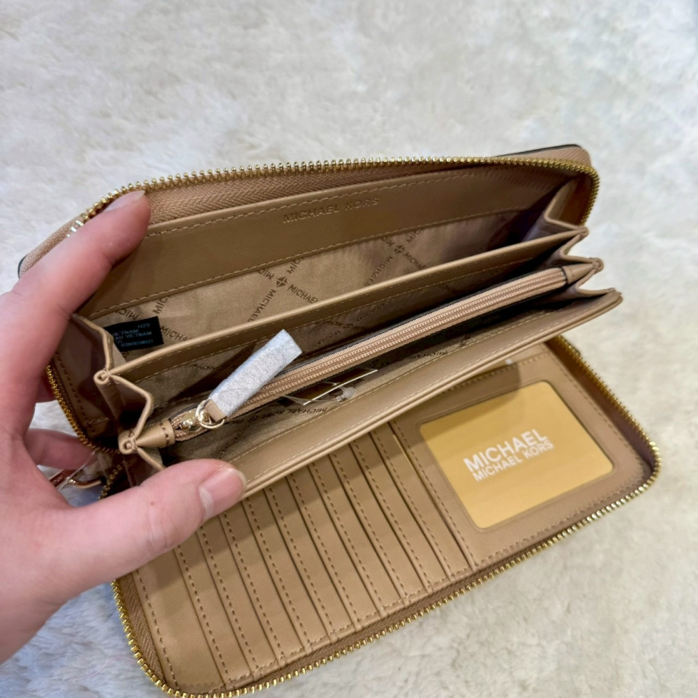 【MK｜全新】現貨 MICHAEL KORS 錢包 長夾 金標 荔枝紋 全開 拉鍊長夾｜Little Bee 小蜜蜂精品-細節圖3