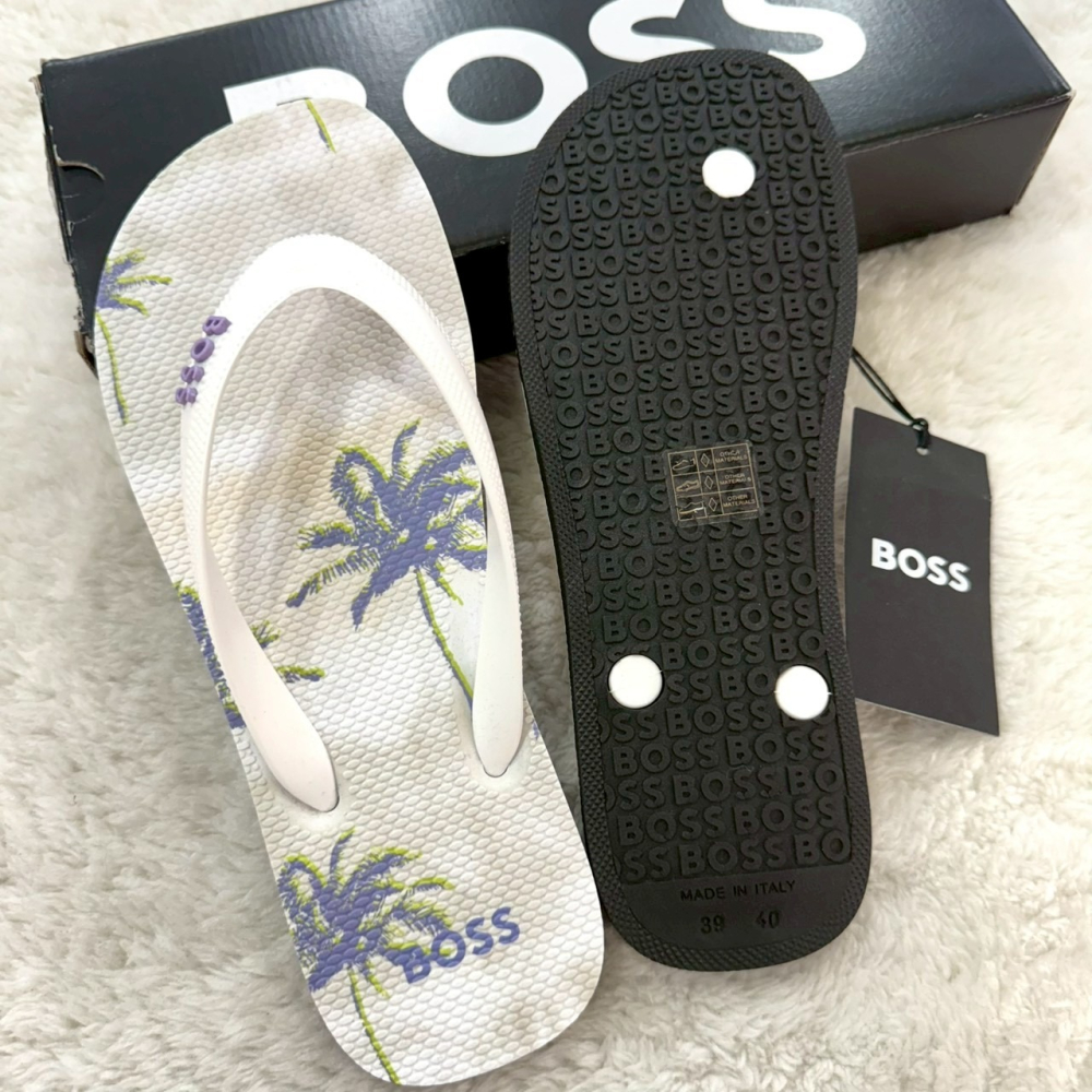 【博斯｜全新】現貨 BOSS 拖鞋 椰子樹 滿版 夾腳拖 海灘拖 HUGO BOSS｜Little Bee 小蜜蜂精品-細節圖3