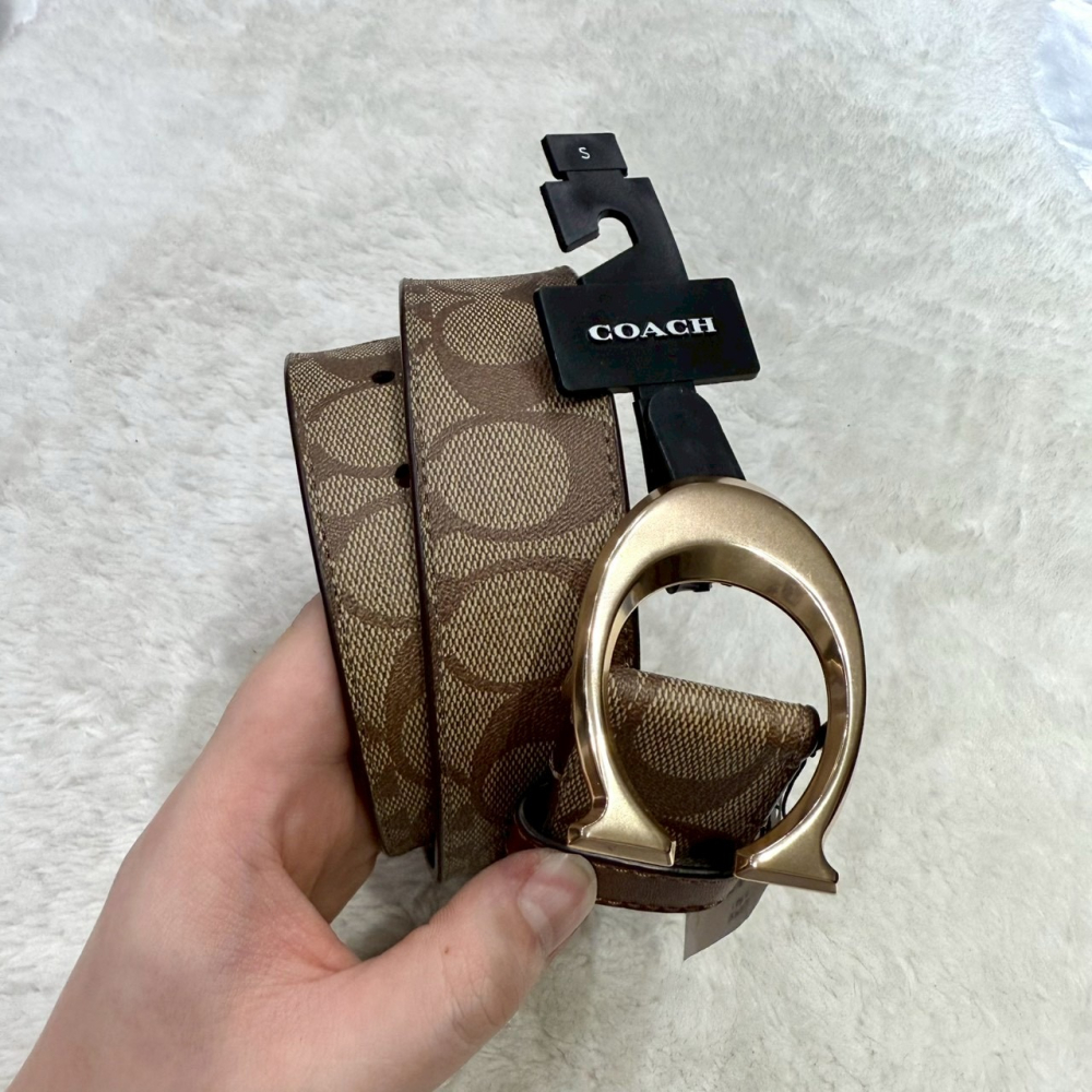 【蔻馳｜全新】現貨 COACH 皮帶 男款 大C 經典款 滿版 老花 寬3.6cm｜Little Bee 小蜜蜂精品-細節圖2
