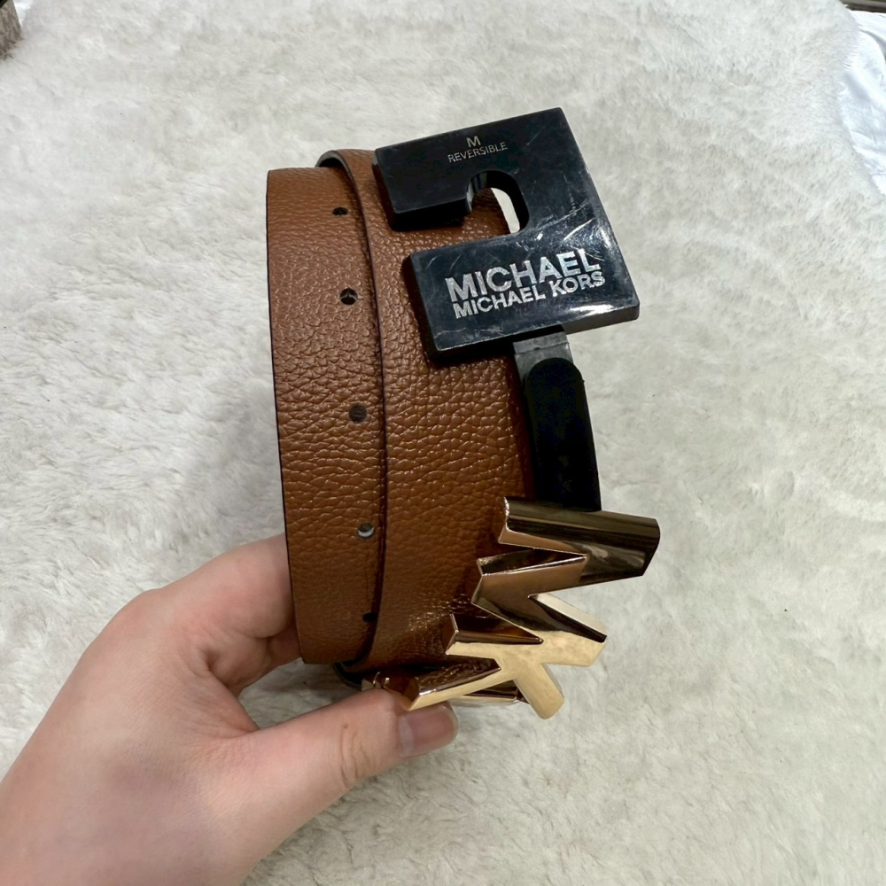 【MK｜全新】現貨 MICHAEL KORS 皮帶 女款 雙面用 M/L號 滿咖/棕色｜Little Bee 小蜜蜂精品-細節圖4