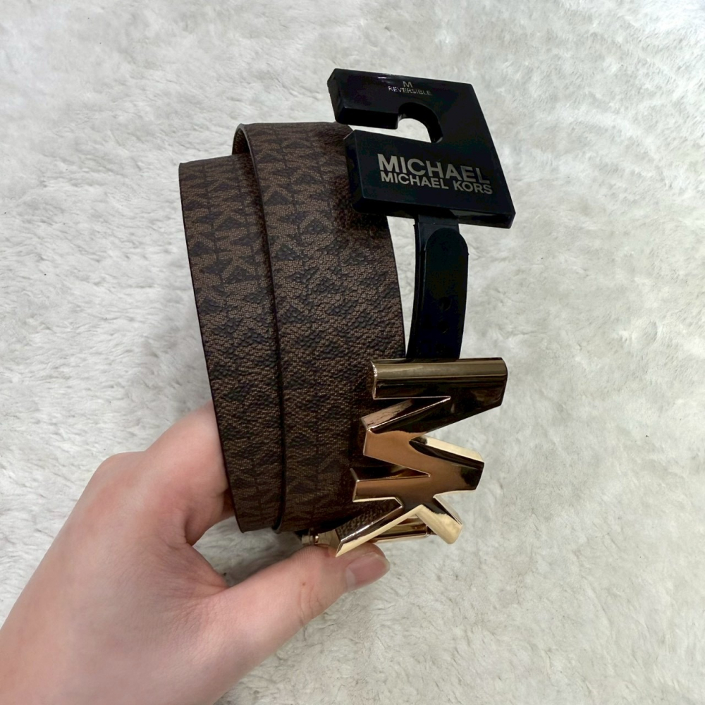 【MK｜全新】現貨 MICHAEL KORS 皮帶 女款 雙面用 M/L號 滿咖/棕色｜Little Bee 小蜜蜂精品-細節圖5