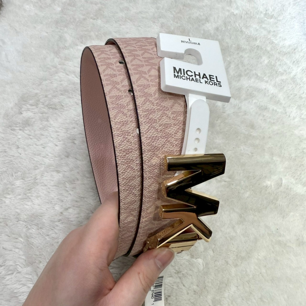 【MK｜全新】現貨 MICHAEL KORS 皮帶 女款 雙面用 L號 滿粉/粉色｜Little Bee 小蜜蜂精品-細節圖4