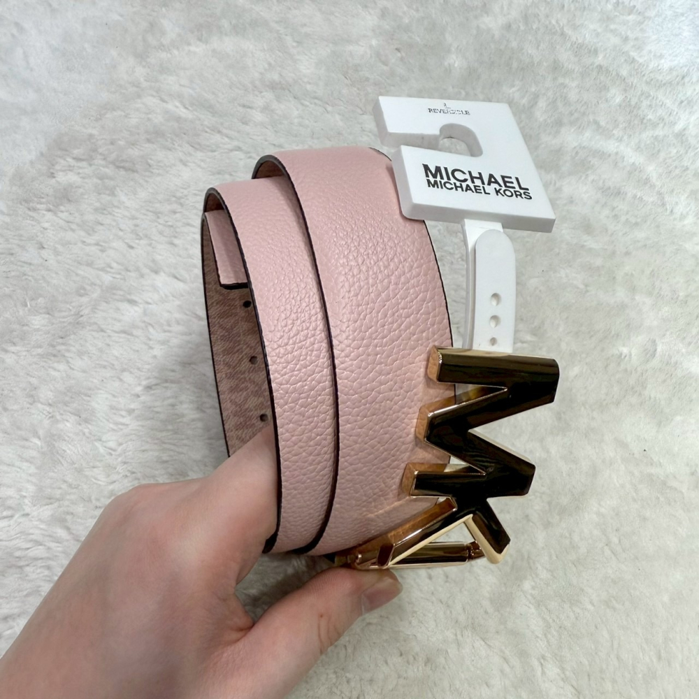 【MK｜全新】現貨 MICHAEL KORS 皮帶 女款 雙面用 L號 滿粉/粉色｜Little Bee 小蜜蜂精品-細節圖5