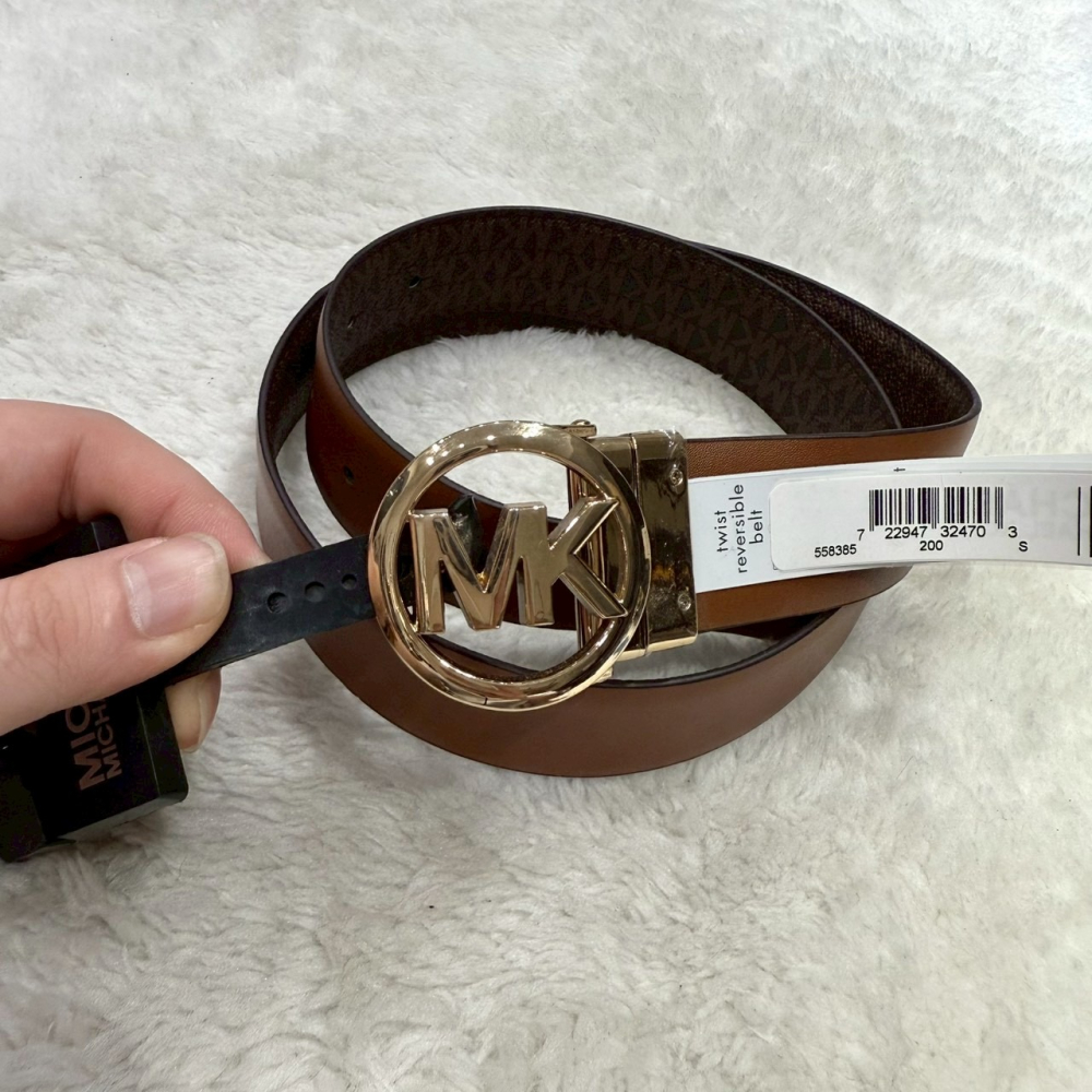 【MK｜全新】現貨 MICHAEL KORS 皮帶 女款 雙面用 S號 滿咖/棕色｜Little Bee 小蜜蜂精品-細節圖2