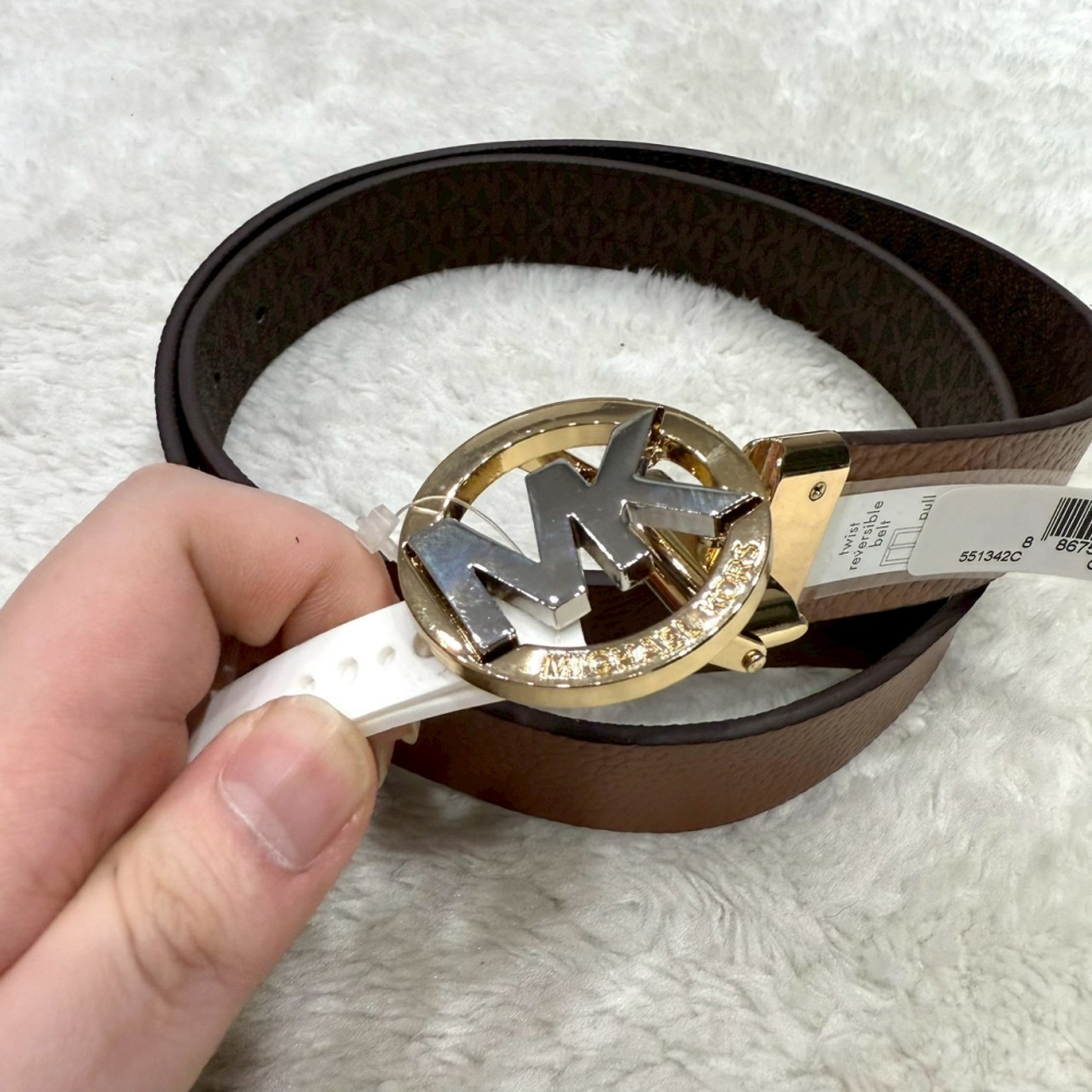 【MK｜全新】現貨 MICHAEL KORS 皮帶 女款 雙面用 L號 滿咖/棕色｜Little Bee 小蜜蜂精品-細節圖3