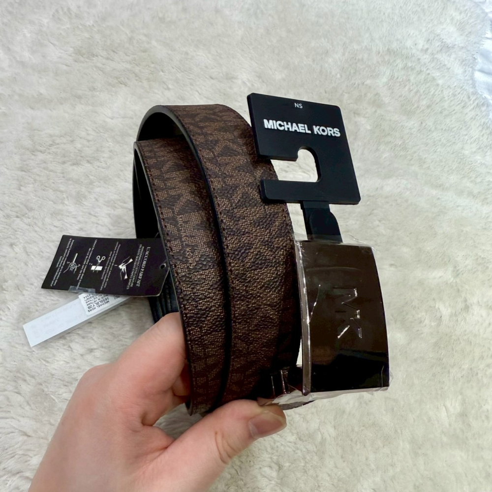 【MK｜全新】現貨 MICHAEL KORS 皮帶 男款 雙面用 NS均碼 滿咖/黑色｜Little Bee 小蜜蜂精品-細節圖5