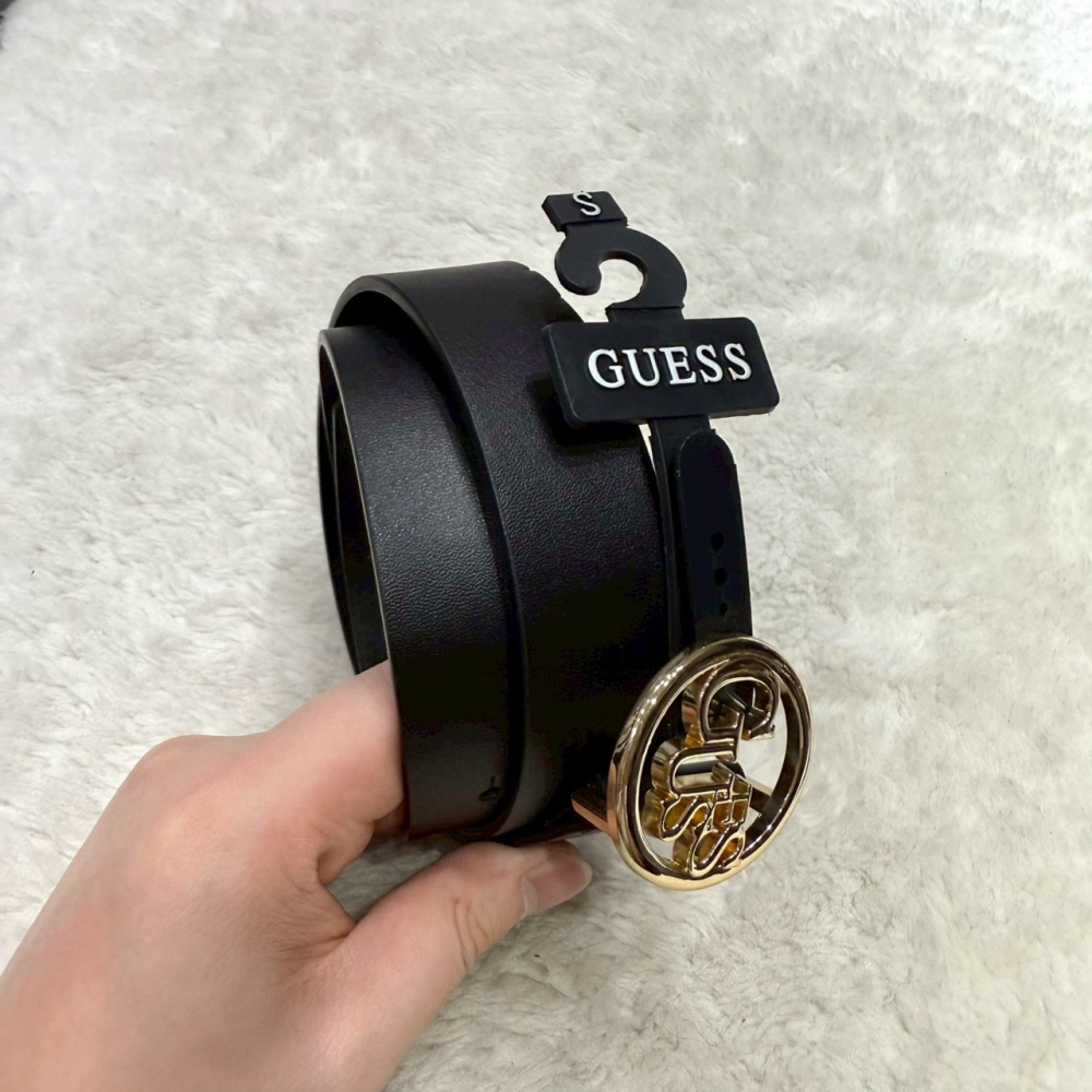 【GUESS｜全新】現貨 皮帶 女款 圓標 文字款 大LOGO S/M號 腰帶｜Little Bee 小蜜蜂精品-細節圖2
