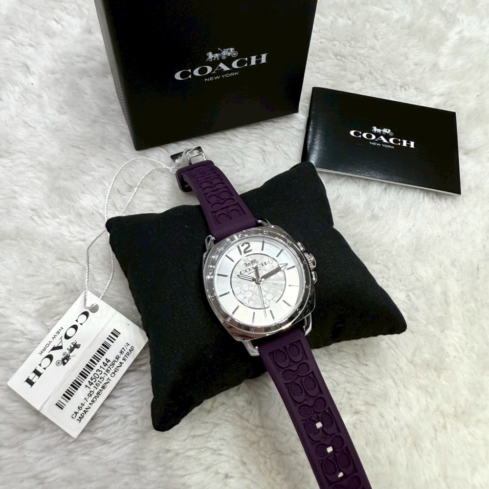 【蔻馳｜全新】現貨 COACH 手錶 石英錶 女錶 素面 半C字 橡膠錶 送禮推薦｜Little Bee 小蜜蜂精品-細節圖2