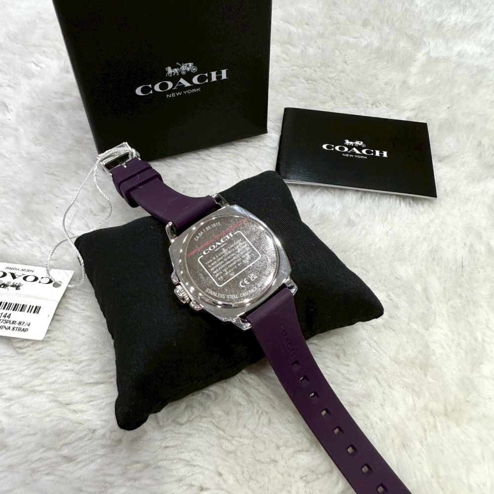 【蔻馳｜全新】現貨 COACH 手錶 石英錶 女錶 素面 半C字 橡膠錶 送禮推薦｜Little Bee 小蜜蜂精品-細節圖3