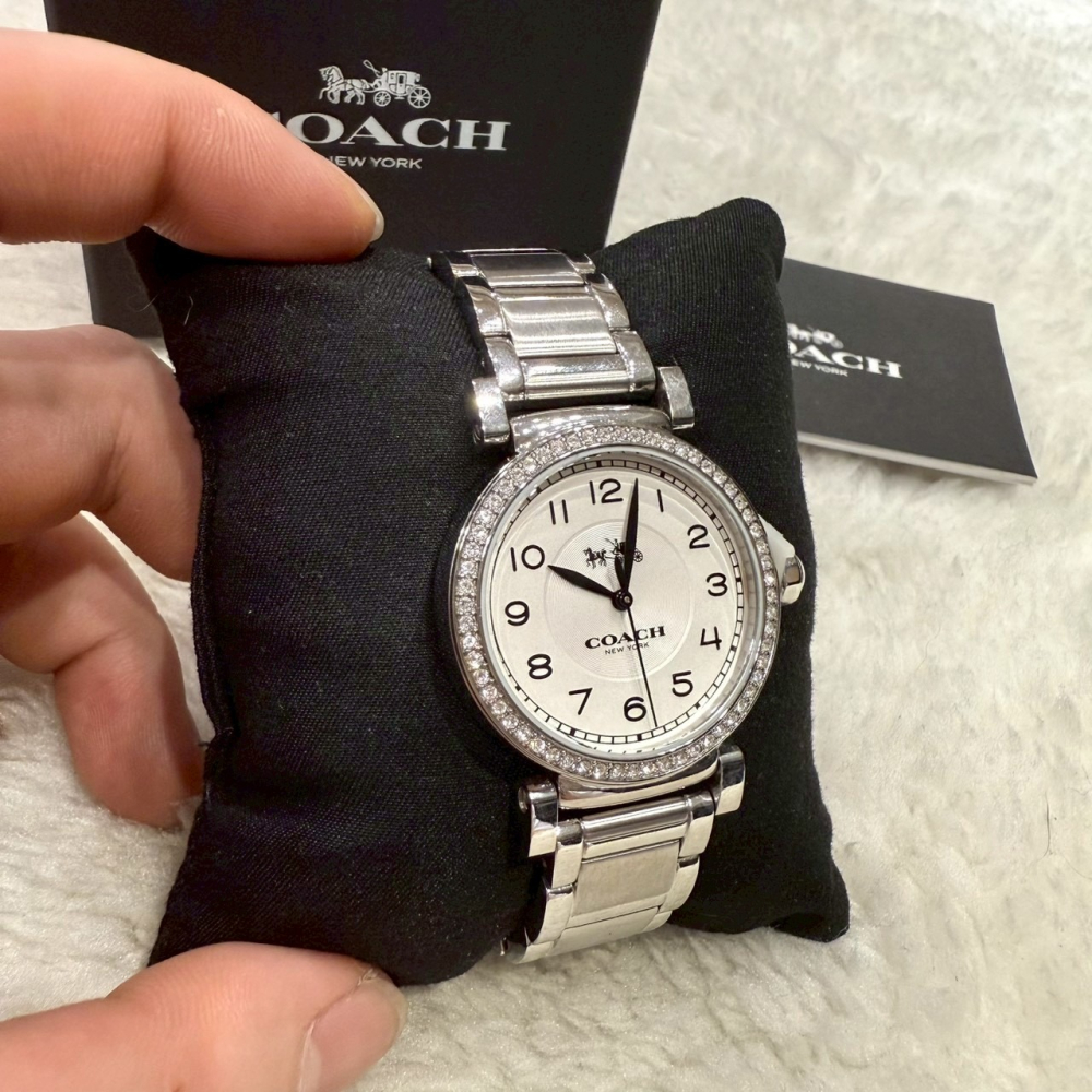 【蔻馳｜全新】現貨 COACH 手錶 石英錶 女錶 素面 鑽框 鋼錶 送禮推薦｜Little Bee 小蜜蜂精品-細節圖2