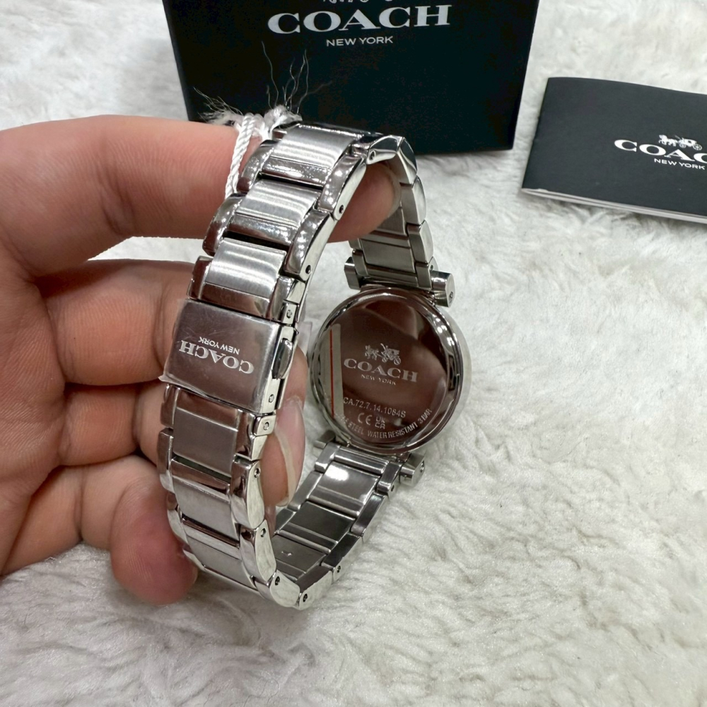 【蔻馳｜全新】現貨 COACH 手錶 石英錶 女錶 素面 鑽框 鋼錶 送禮推薦｜Little Bee 小蜜蜂精品-細節圖3