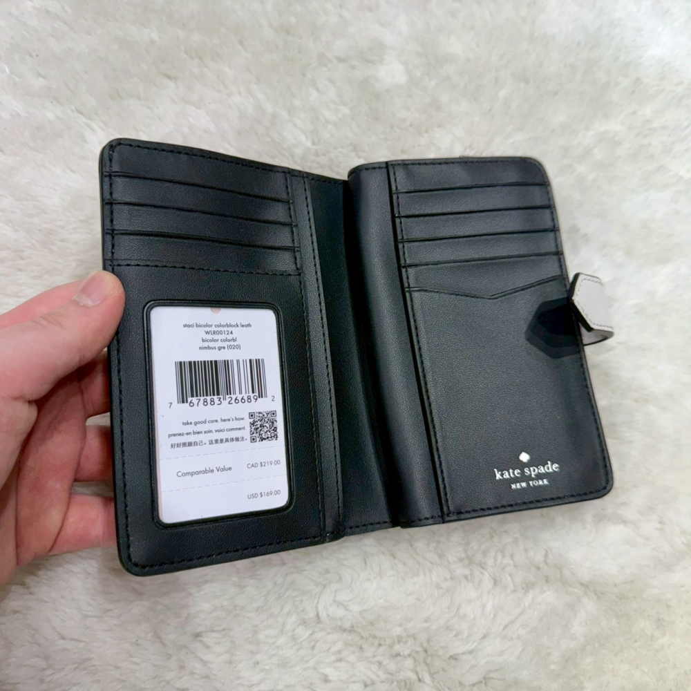 【KS｜全新】現貨 KATE SPADE 錢包 中夾 銀標 拼色 防刮紋 零錢中夾｜Little Bee 小蜜蜂精品-細節圖3