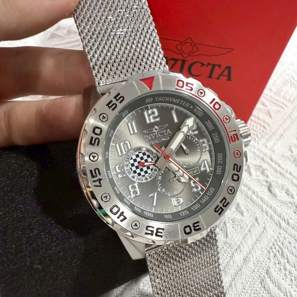 【英威塔｜全新】現貨 INVICTA 手錶 石英錶 男錶 賽車 掃秒款 米蘭鋼錶｜Little Bee 小蜜蜂精品-細節圖4