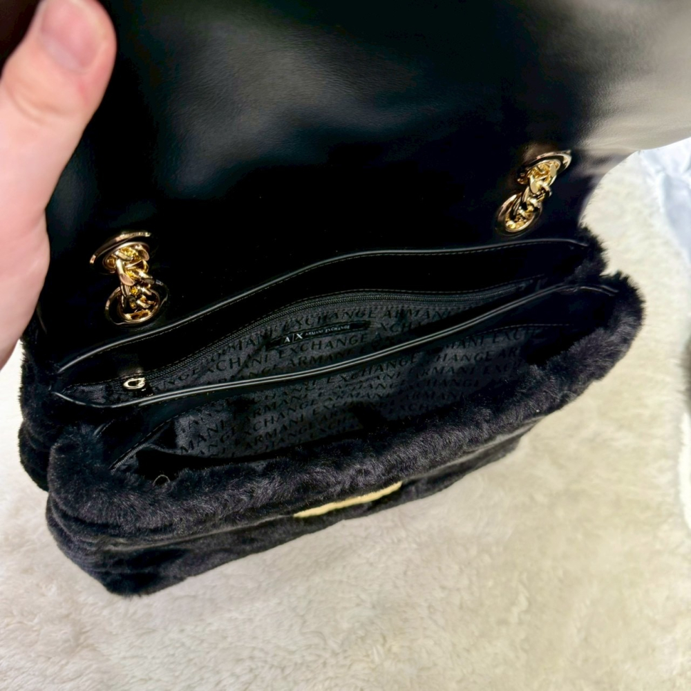 【AX｜全新】現貨 ARMANI EXCHANGE 包包 鍊條包 毛絨 兩用包 斜背包｜Little Bee 小蜜蜂精品-細節圖4