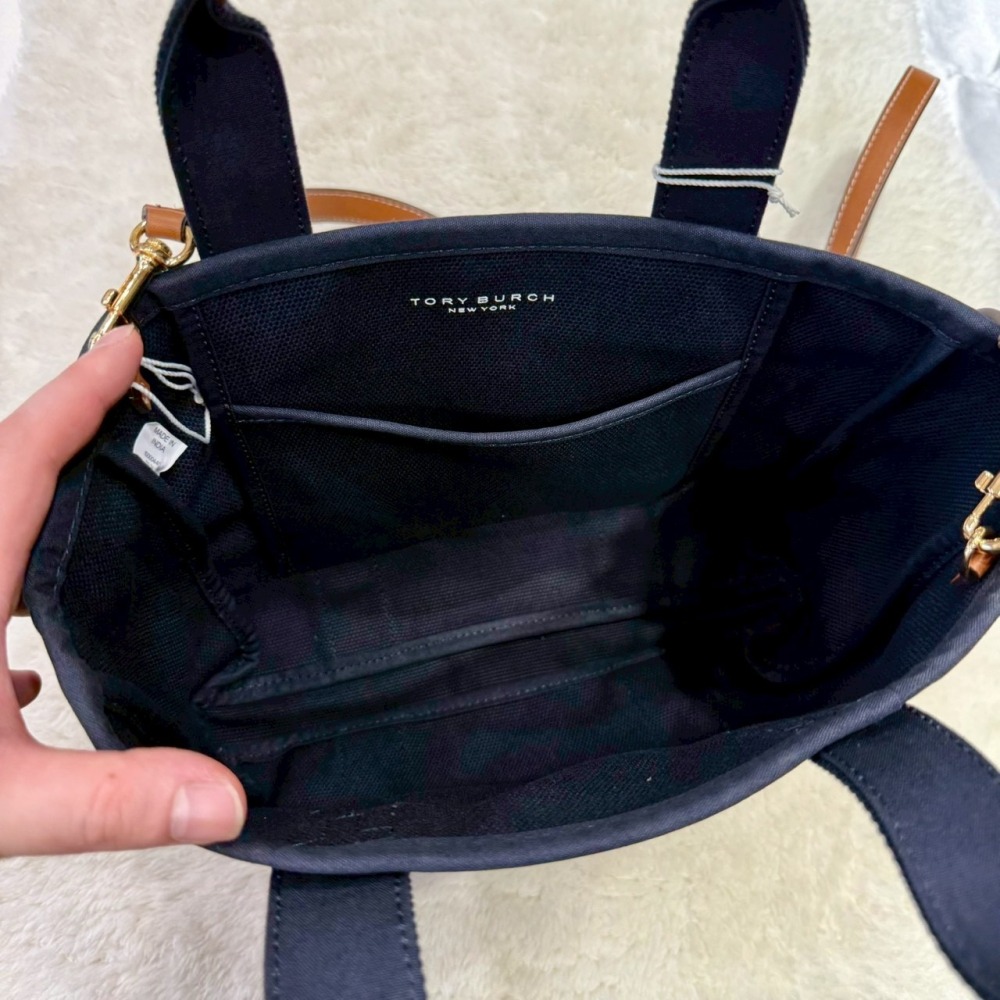 【TB｜全新】現貨 TORY BURCH 包包 托特包 燙印標 帆布 兩用包 斜背包｜Little Bee 小蜜蜂精品-細節圖2