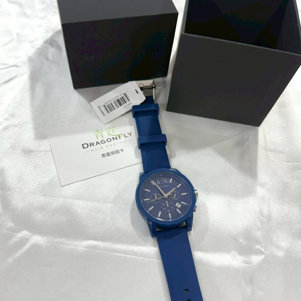 【AX｜全新】現貨 ARMANI EXCHANGE 石英錶 男款 專櫃保固 三眼橡膠錶｜Little Bee 小蜜蜂精品-細節圖2