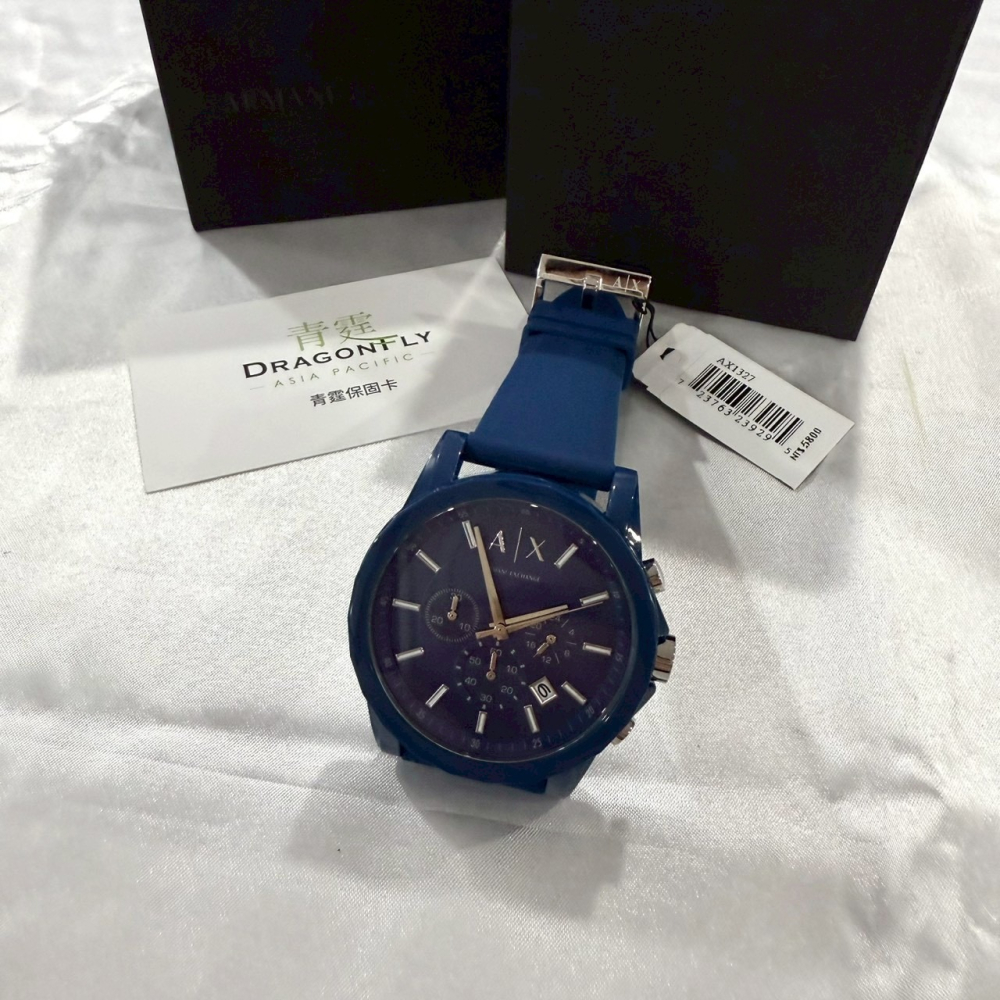 【AX｜全新】現貨 ARMANI EXCHANGE 石英錶 男款 專櫃保固 三眼橡膠錶｜Little Bee 小蜜蜂精品-細節圖3