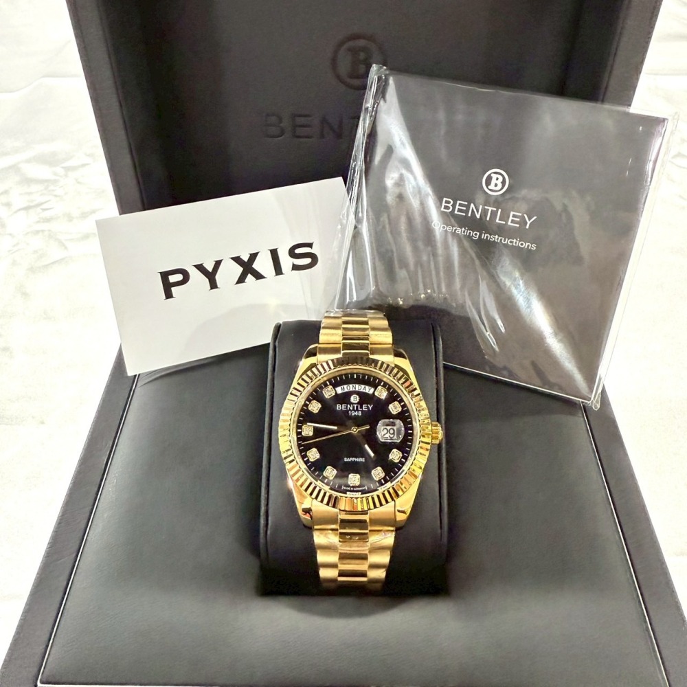 【賓利｜全新】現貨 BENTLEY 手錶 石英錶 男錶 金殼 蠔式 專櫃保固 鋼錶｜Little Bee 小蜜蜂精品-細節圖2