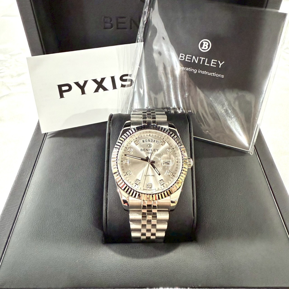 【賓利｜全新】現貨 BENTLEY 手錶 石英錶 男錶 銀殼 蠔式 專櫃保固 鋼錶｜Little Bee 小蜜蜂精品-細節圖2
